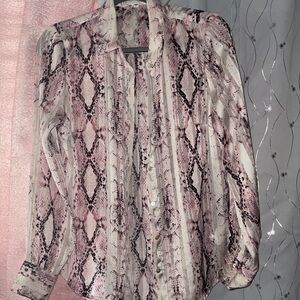 Kut from the Kloth Pink and Cream Button Down Shirt